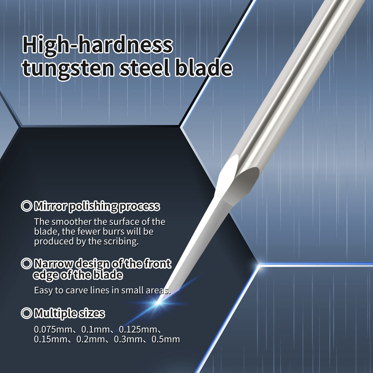 Model Scriber Blades, 2PCS Tungsten Steel Blades for Modeling Hobby, RG Scale Model, Gundam Model Kit, Plastic Models, Scriber Replacement Blades (0.125MM)