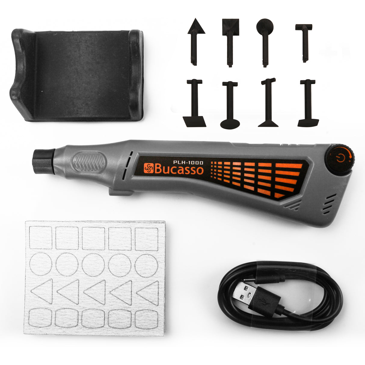 Bucasso Cordless Pen Sander, Variable Speed and USB Charging with LED Light, Multi-Purpose Power Tool for Sanding, Polishing, Finishing, DIY Crafts