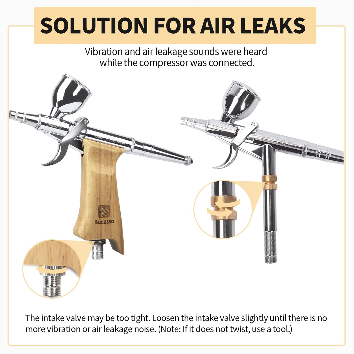 Bucasso Airbrush Guns for Painting, Double Action Trigger Airbrush Kit with 0.3mm/0.5mm/0.8mm Needles/Nozzle Sets, Replaceable Fluid Cup, Airbrush Spray set for Painting Nails Cake Tattoo (Wood Color 01)