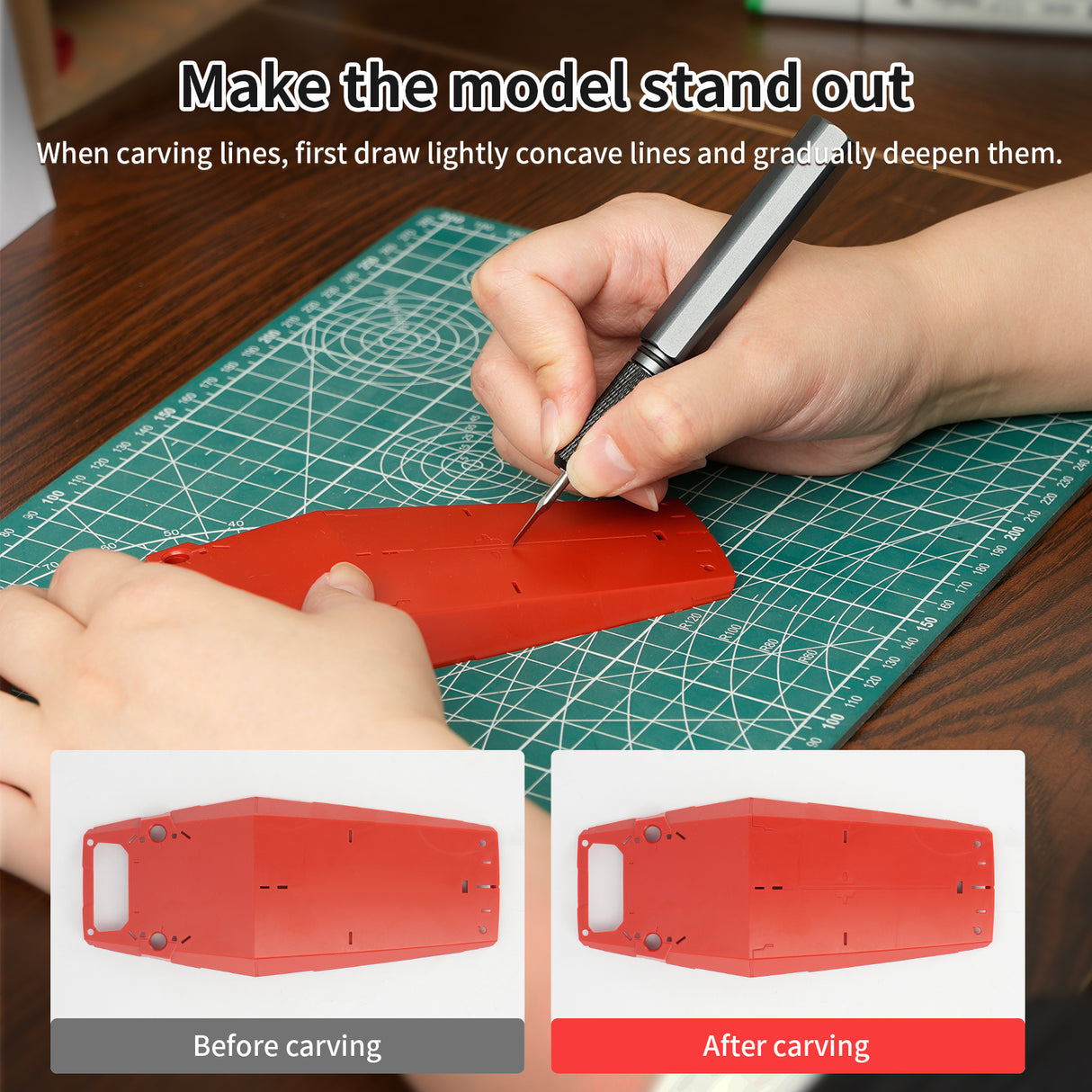 Model Scriber, Line Scriber with Tungsten Steel Blades, Model Scribing Tool for Modeling Hobby, RG Scale Model, Gundam Model Kit, Plastic Models, Resin GK Carved Engraved Lines (0.1MM)