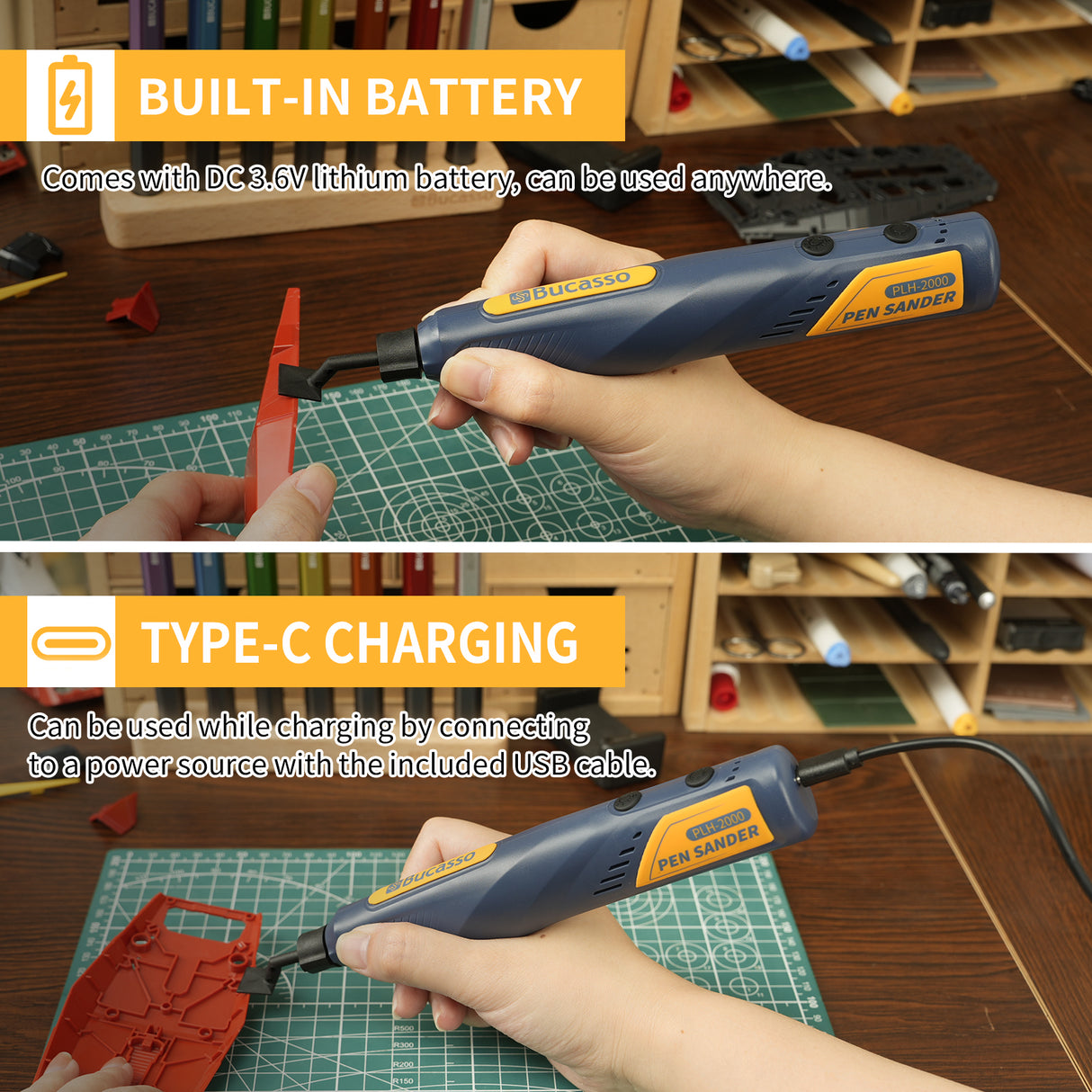 Cordless Pen Sander, 5-Speed and USB Charging with LED Light, Multi-Purpose Power Tool, Mini Power Sander for Sanding, Polishing, Finishing, DIY Crafts