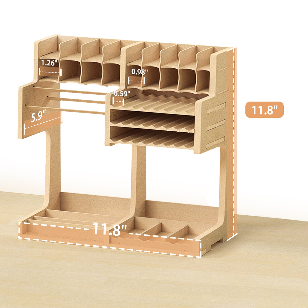 Bucasso モデルペイントラック モデルツール収納ラック MDF素材 木製ペイントオーガナイザー ブラシ収納 専用ペイントラック ブラシ/ツールホルダー タミヤGSI AVペイントとモデルツールに最適 GK1