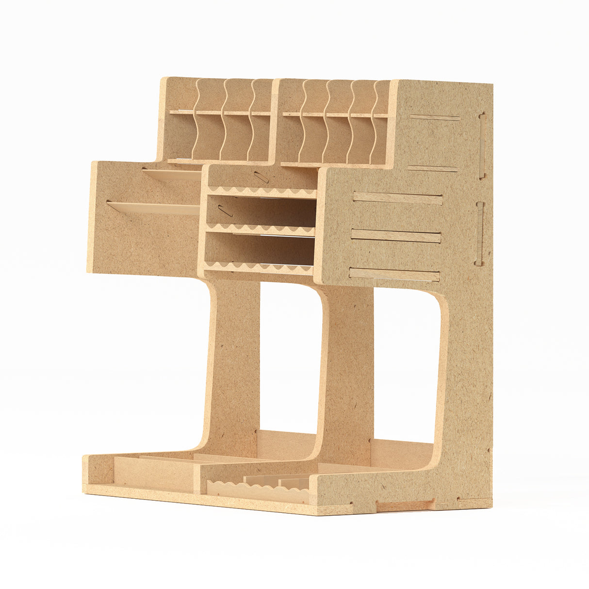 Bucasso モデルペイントラック モデルツール収納ラック MDF素材 木製ペイントオーガナイザー ブラシ収納 専用ペイントラック ブラシ/ツールホルダー タミヤGSI AVペイントとモデルツールに最適 GK1