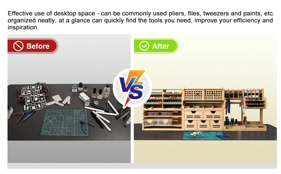 Plastic Model Tool Organizer, Organize Plastic Model Building Tools Pliers/Tweezers/Brushes/Screwdrivers Stick Tools, MDF Material Model Workbench, Suitable for Tamiya/Gundam Tools GK Pro