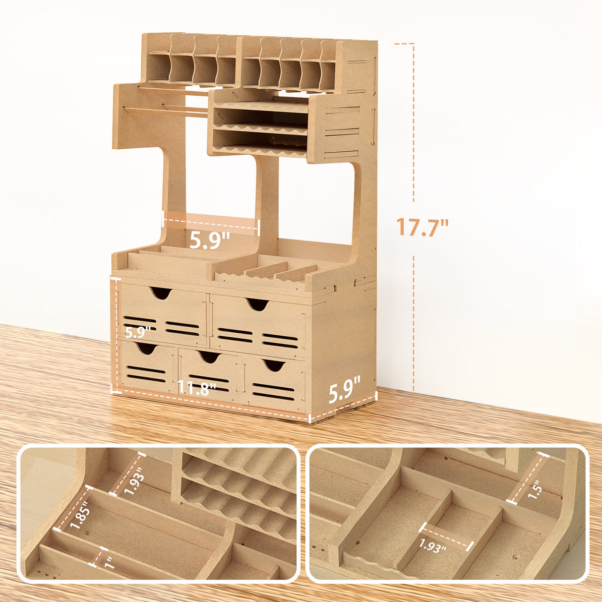 Plastic Model Paint Rack Tool Storage All-in-One Modeling Tool Storage Rack Drawer Parts Storage Rack MDF Material Pliers/Files/Brush/Tweezers/Paint Storage Assembly Workstation GK Plus