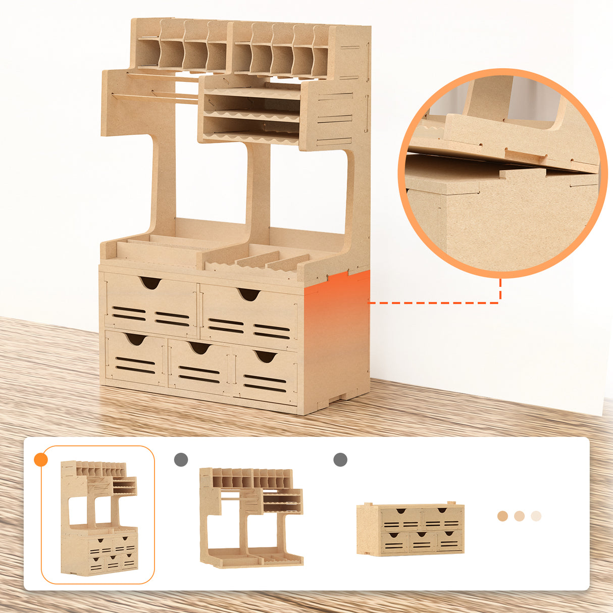 Plastic Model Paint Rack Tool Storage All-in-One Modeling Tool Storage Rack Drawer Parts Storage Rack MDF Material Pliers/Files/Brush/Tweezers/Paint Storage Assembly Workstation GK Plus