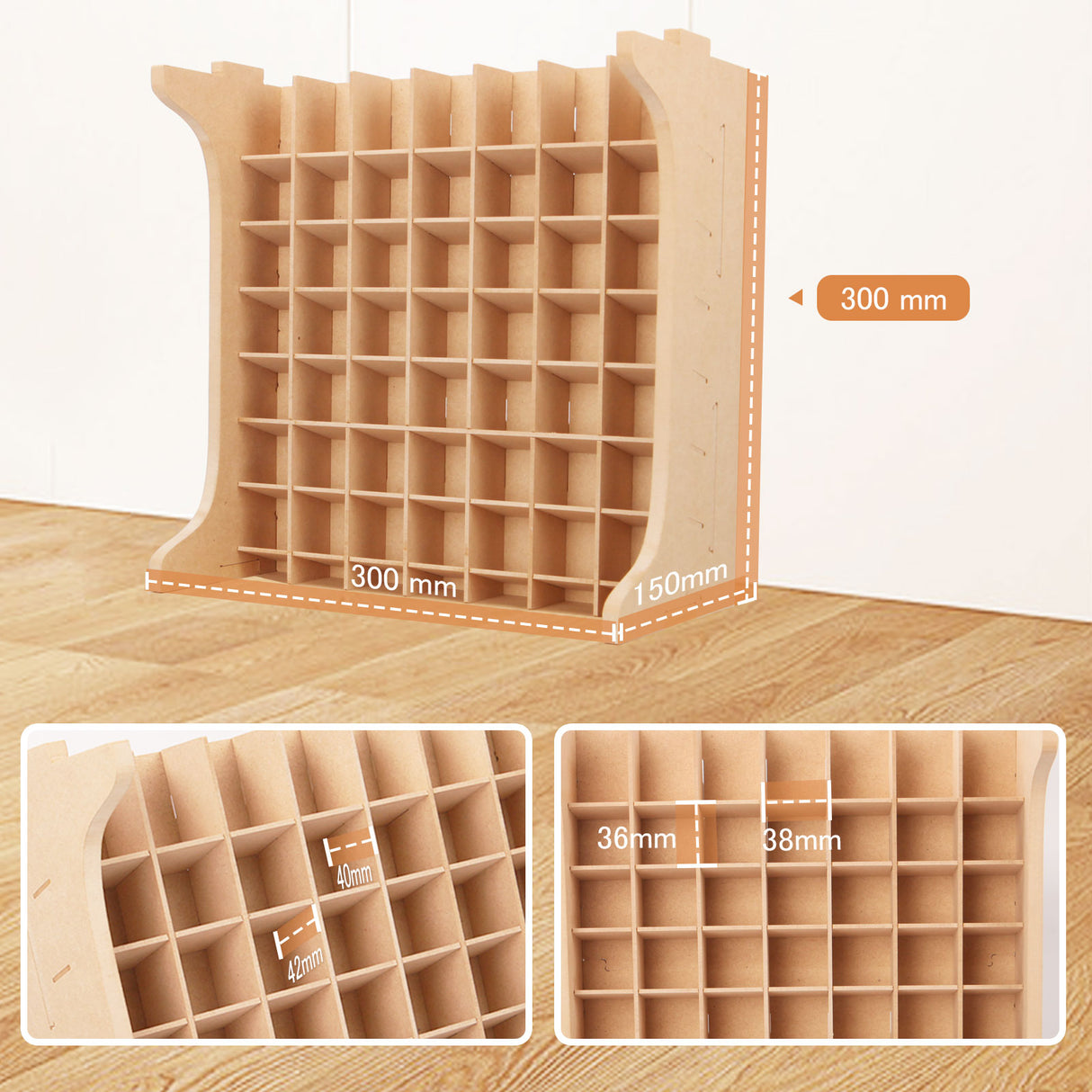 Bucasso Paint Rack Organizer with 49 Holes Suitable for 10ml TAMIYA/10ml MR HOBBY/18ml MR HOBBY, Model Tool Storage with MDF Material, Paint Rack for Miniature Paint Set - Craft Paint Holder Rack GK13