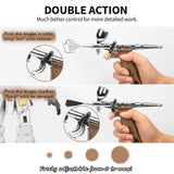 Bucasso Airbrush Kit, Air Brush Spray Gun with 0.3mm/0.5mm/0.8mm Needles/Nozzle Sets, 3cc/7cc/11cc Replaceable Fluid Cup for Painting Model Nails Cake Tattoo Makeup (Walnut)