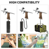 Bucasso Airbrush Kit, Air Brush Spray Gun with 0.3mm/0.5mm/0.8mm Needles/Nozzle Sets, 3cc/7cc/11cc Replaceable Fluid Cup for Painting Model Nails Cake Tattoo Makeup (Walnut)