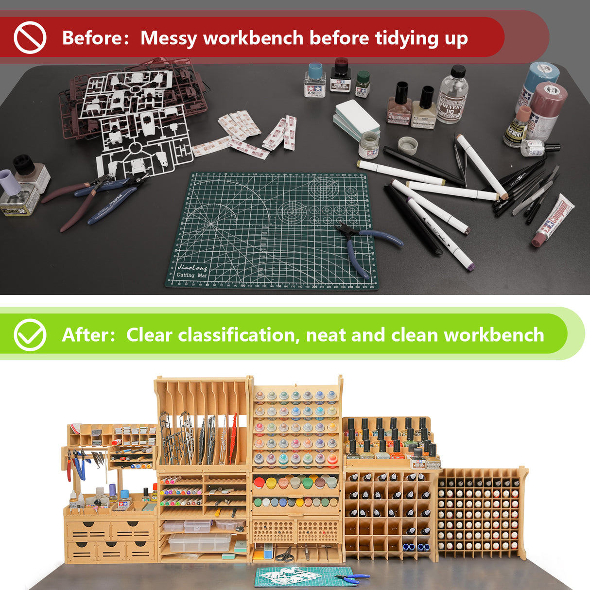Plastic Model Tool Storage Large Capacity Paint Rack MDF Material Paint Rack Paint Rack Holds 72 Pieces Craft Paint Storage Compatible Vallejo Modular Paint Rack for Miniature Paint Set GK12