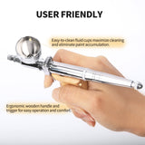 Bucasso Airbrush Guns for Painting, Double Action Trigger Airbrush Kit with 0.3mm/0.5mm/0.8mm Needles/Nozzle Sets, Replaceable Fluid Cup, Airbrush Spray set for Painting Nails Cake Tattoo （Wood Color 01）