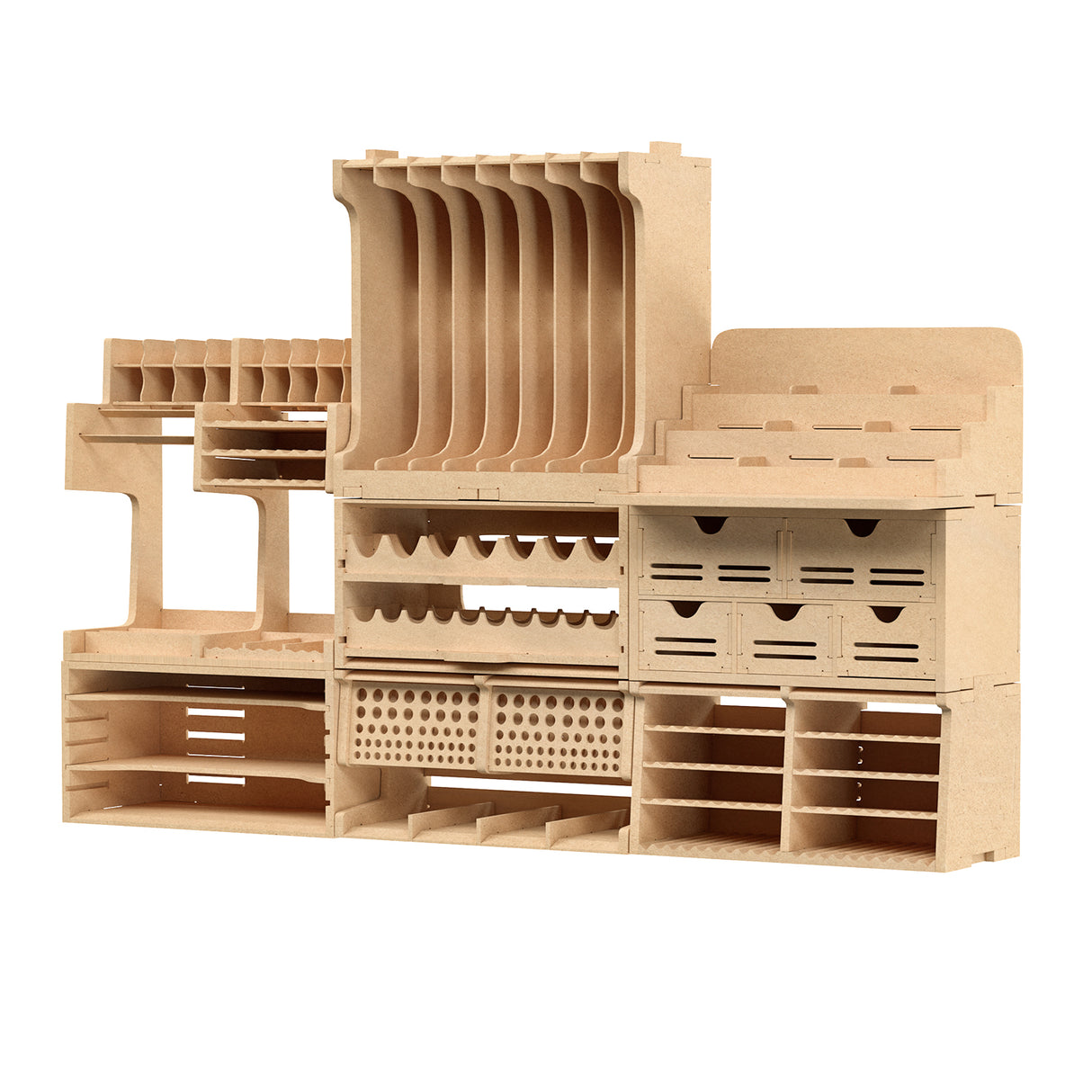 Bucasso Modell-Farbregal GK10, Modell-Aufbewahrungsregal, MDF-Material, Farbregal, spezielles Farbregal, Aufbewahrung für Bastelbedarf, Pinsel-/Werkzeughalter