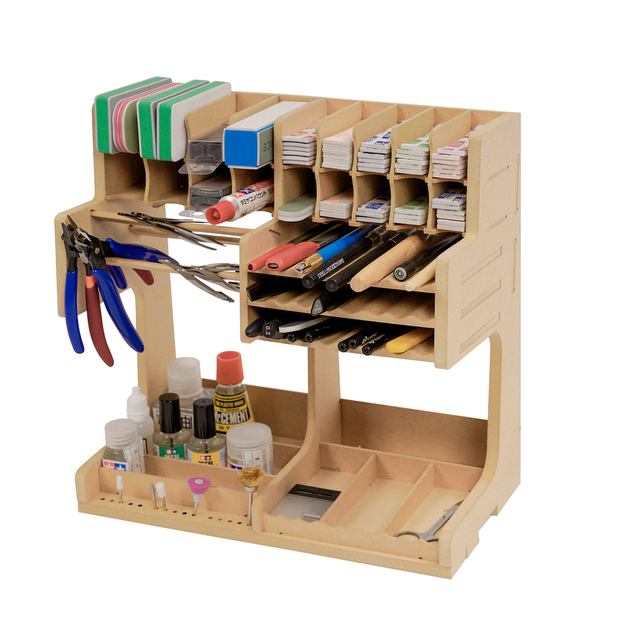 Bucasso GK1 Model Paint Rack, Model Tool Storage Rack, Wooden Paint  Organizer, Brush/Tool Holder, Suitable for Tamiya GSI AV Paints and Model  Tools