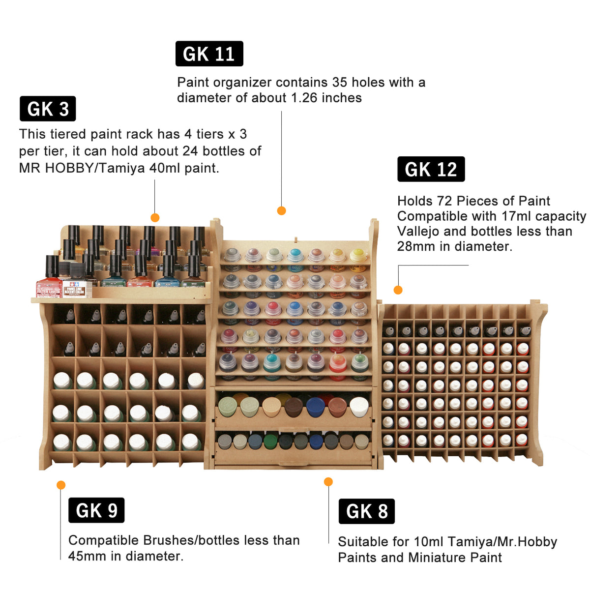 Bucasso Hobby Racks Plastic Modeling Tool Storage Large Capacity Paint Combination Rack MD ...