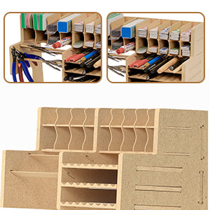 Bucasso Plastic Model Paint Rack Model Tool Organizer MDF Material Paint Rack Scissors/Tweezers/Paint Storage All-in-One Model Workbench Assembly Plastic Model Building Storage GK SY